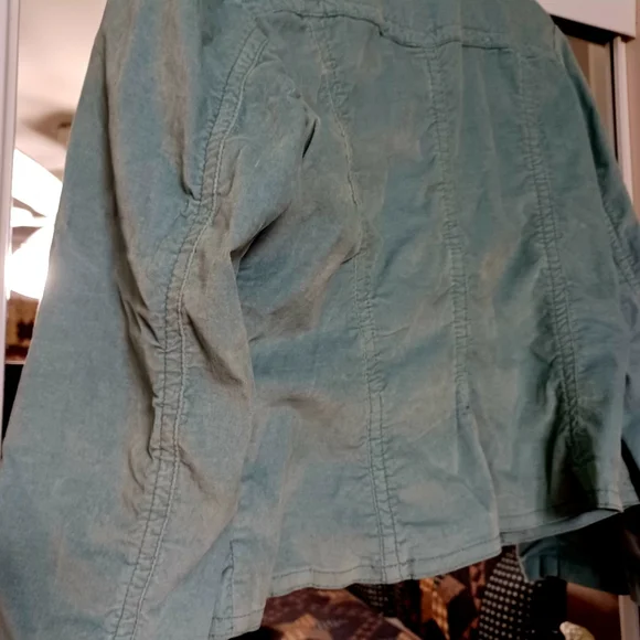 Green velvet short jacket NWT size Petite Large ..With stretch - Picture 4 of 4